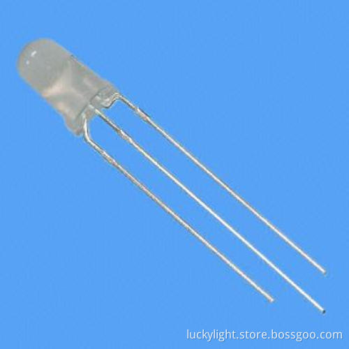 3mm Bi-color 3-pin LED Lamp, 625nm Hi-efficiency Red, 570nm Yellow Green